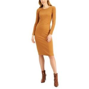 MSRP $70 Inc International Concepts Ribbed Midi Dress Gold Size Small